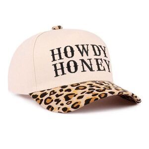 Howdy Honey Two-Tone Cotton Cap Leopard O/S NEW